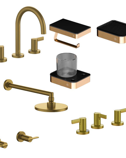 FV COMBO GRIFERIA MAUNA BRUSHED BRASS + ACCESORIOS INOX ONE
