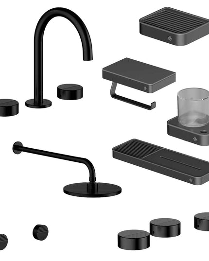 FV COMBO GRIFERIA GRIP NEGRO + ACCESORIOS INOX