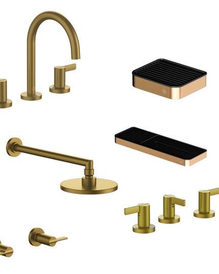 FV COMBO GRIFERIA MAUNA BRUSHED BRASS + ACCESORIOS INOX ONE
