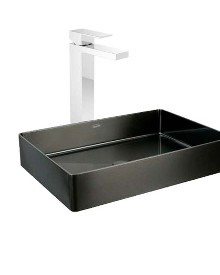 COMBO BACHA APOYAR FERRUM MOLA ACERO INOXIDABLE NEGRO L5136-NT + LAVATORIO ALTO FV 0181.02/85N-CR