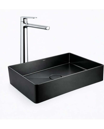 COMBO BACHA APOYAR FERRUM MOLA ACERO INOXIDABLE NEGRO L5136-NT + LAVATORIO ALTO FV 0181.02/D8-CR