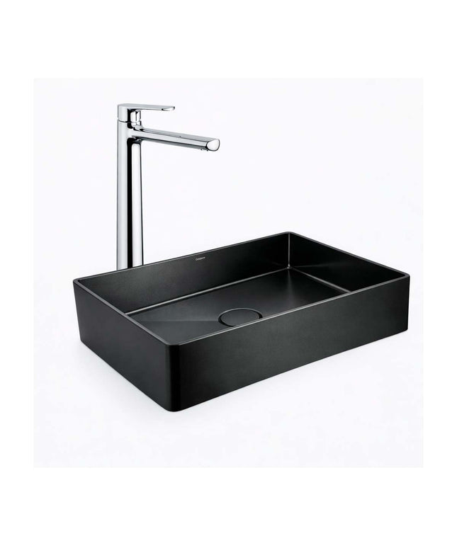 COMBO BACHA APOYAR FERRUM MOLA ACERO INOXIDABLE NEGRO L5136-NT + LAVATORIO ALTO FV 0181.02/D8-CR