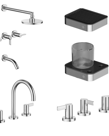 FV COMBO GRIFERIA MAUNA CROMO + ACCESORIOS INOX