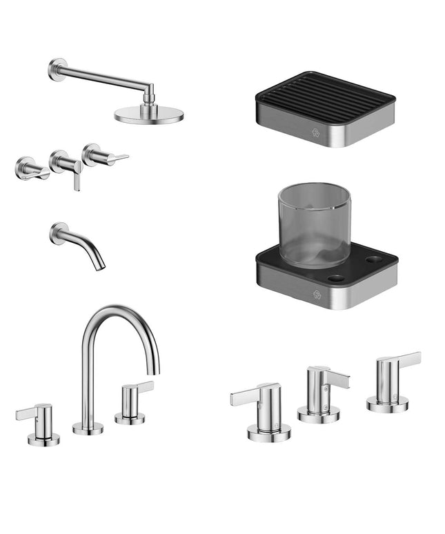 FV COMBO GRIFERIA MAUNA CROMO + ACCESORIOS INOX