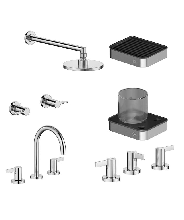 FV COMBO GRIFERIA MAUNA CROMO + ACCESORIOS INOX