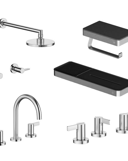 FV COMBO GRIFERIA MAUNA CROMO + ACCESORIOS INOX