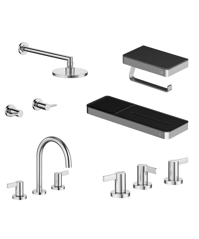 FV COMBO GRIFERIA MAUNA CROMO + ACCESORIOS INOX