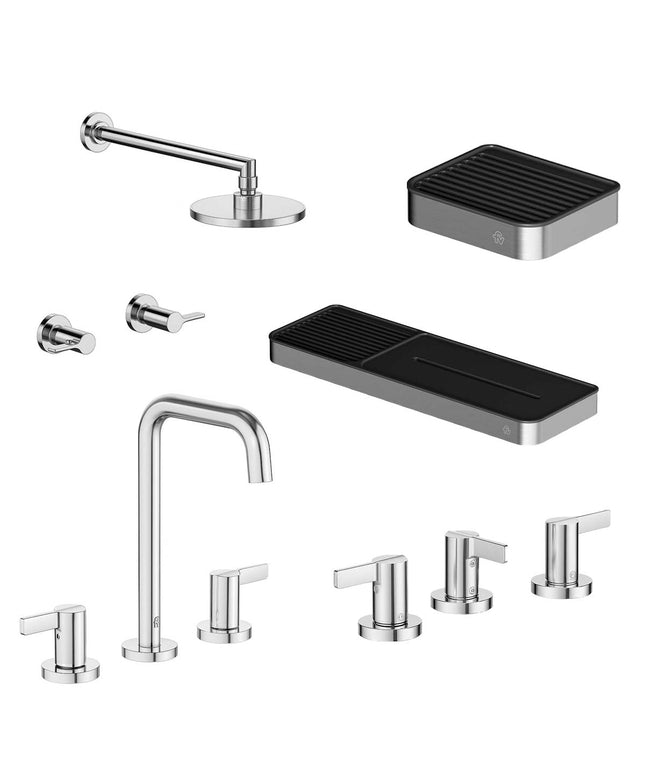 FV COMBO GRIFERIA MAUNA CROMO + ACCESORIOS INOX