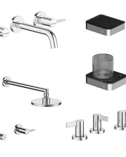 FV COMBO GRIFERIA MAUNA CROMO + ACCESORIOS INOX