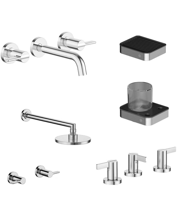 FV COMBO GRIFERIA MAUNA CROMO + ACCESORIOS INOX