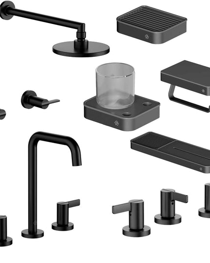 FV COMBO GRIFERIA MAUNA NEGRO + ACCESORIOS INOX