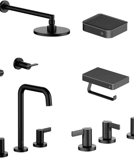 FV COMBO GRIFERIA MAUNA NEGRO + ACCESORIOS INOX