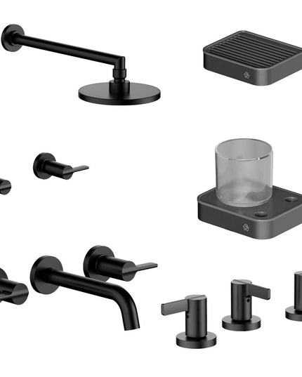 FV COMBO GRIFERIA MAUNA NEGRO + ACCESORIOS INOX