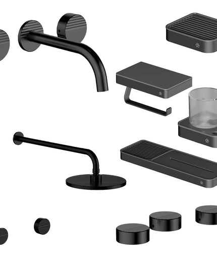 FV COMBO GRIFERIA GRIP NEGRO + ACCESORIOS INOX