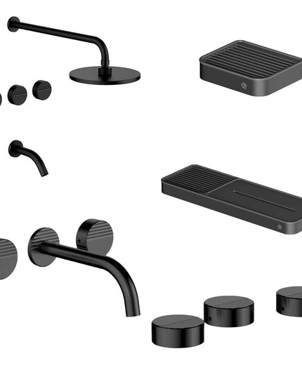 FV COMBO GRIFERIA GRIP NEGRO + ACCESORIOS INOX