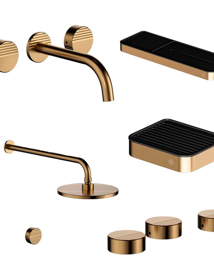 FV COMBO GRIFERIA GRIP BRUSHED BRASS + ACCESORIOS INOX