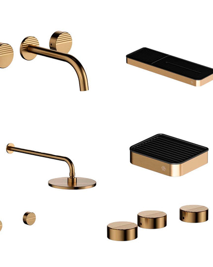 FV COMBO GRIFERIA GRIP BRUSHED BRASS + ACCESORIOS INOX