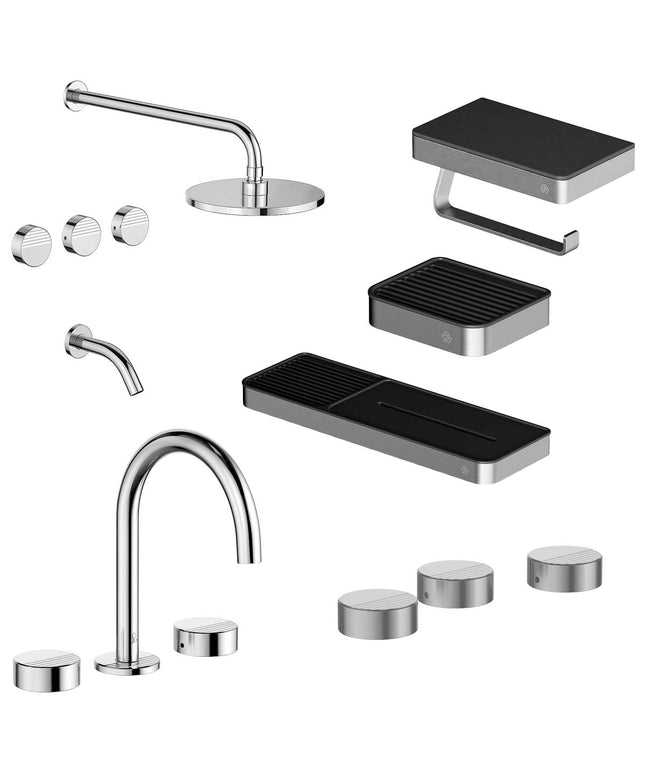 FV COMBO GRIFERIA GRIP CROMO + ACCESORIOS INOX