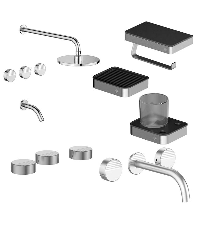 FV COMBO GRIFERIA GRIP CROMO + ACCESORIOS INOX