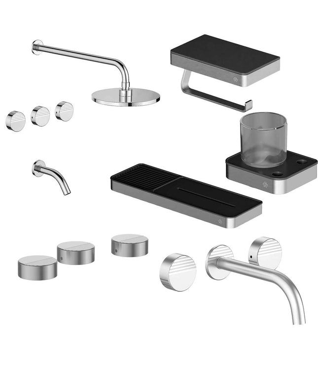 FV COMBO GRIFERIA GRIP CROMO + ACCESORIOS INOX