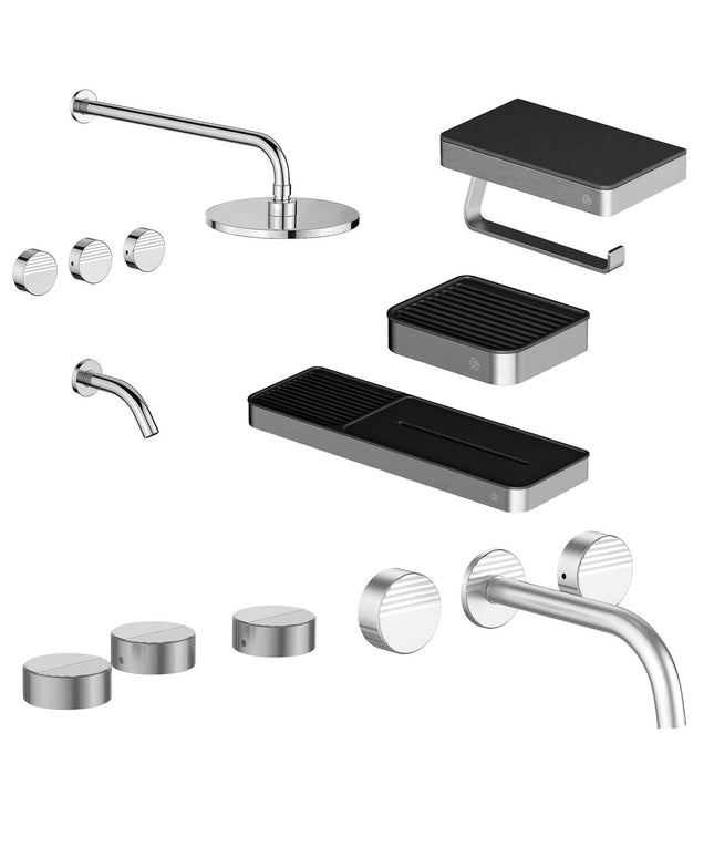 FV COMBO GRIFERIA GRIP CROMO + ACCESORIOS INOX