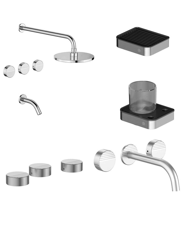FV COMBO GRIFERIA GRIP CROMO + ACCESORIOS INOX