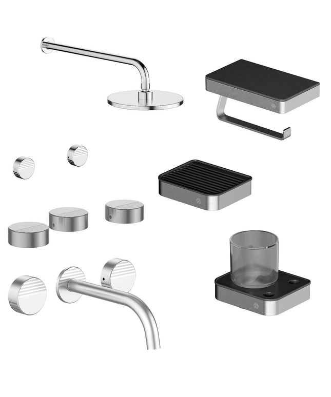 FV COMBO GRIFERIA GRIP CROMO + ACCESORIOS INOX