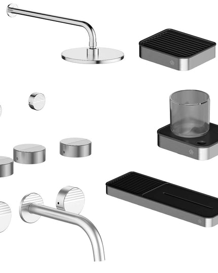FV COMBO GRIFERIA GRIP CROMO + ACCESORIOS INOX
