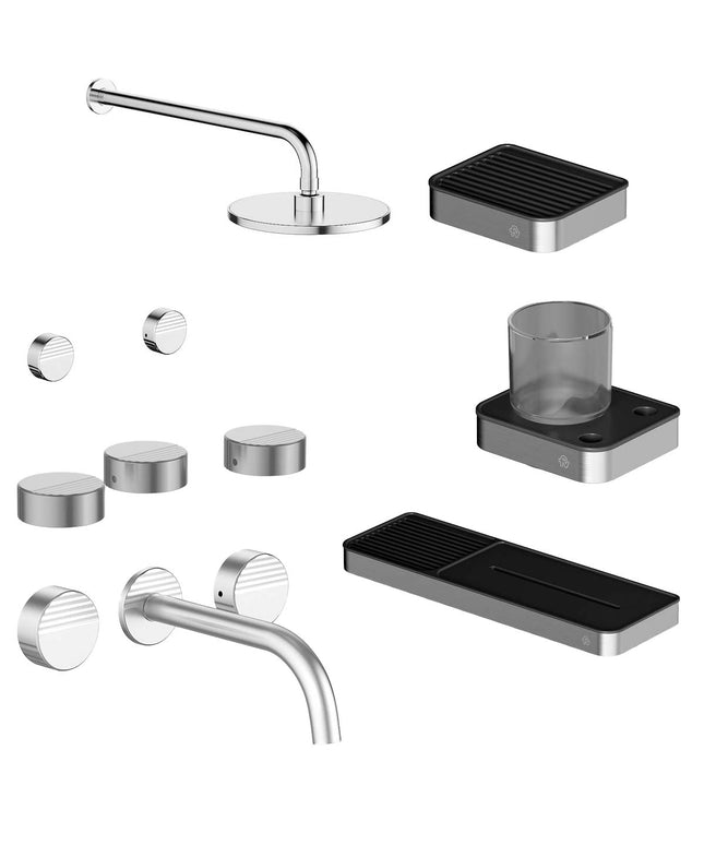 FV COMBO GRIFERIA GRIP CROMO + ACCESORIOS INOX