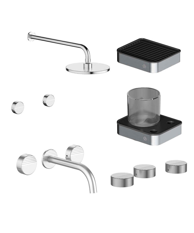 FV COMBO GRIFERIA GRIP CROMO + ACCESORIOS INOX