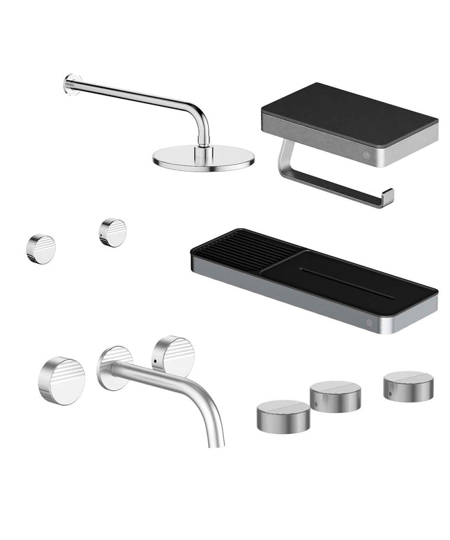 FV COMBO GRIFERIA GRIP CROMO + ACCESORIOS INOX