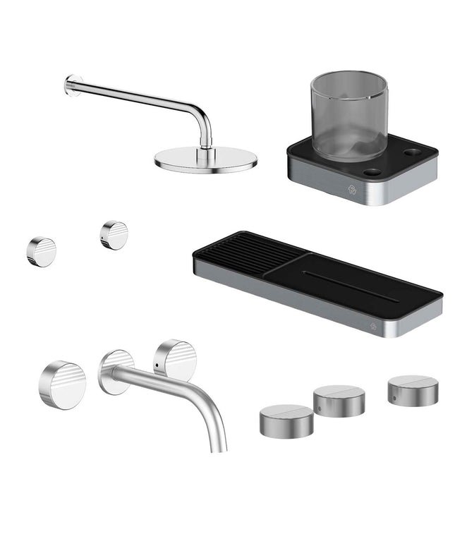 FV COMBO GRIFERIA GRIP CROMO + ACCESORIOS INOX