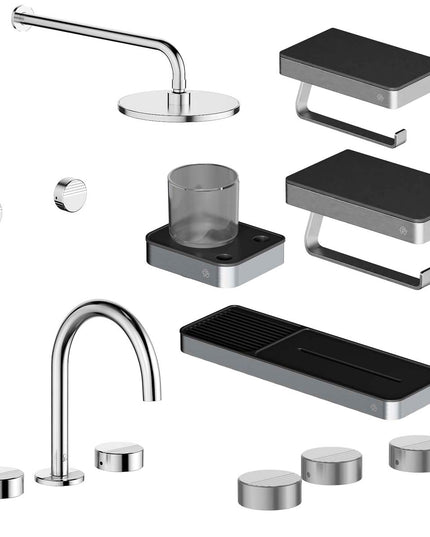 FV COMBO GRIFERIA GRIP CROMO + ACCESORIOS INOX