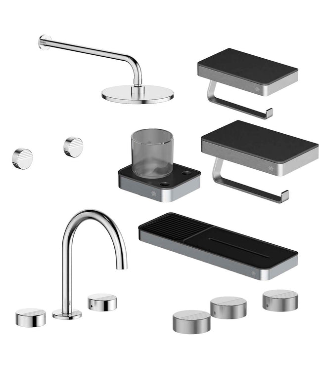 FV COMBO GRIFERIA GRIP CROMO + ACCESORIOS INOX