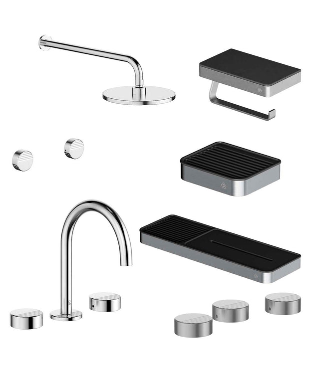 FV COMBO GRIFERIA GRIP CROMO + ACCESORIOS INOX