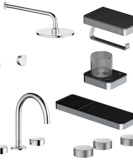 FV COMBO GRIFERIA GRIP CROMO + ACCESORIOS INOX