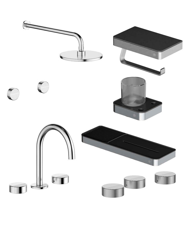 FV COMBO GRIFERIA GRIP CROMO + ACCESORIOS INOX