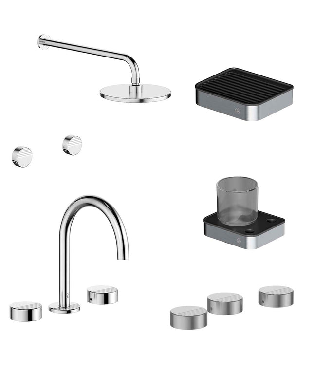 FV COMBO GRIFERIA GRIP CROMO + ACCESORIOS INOX