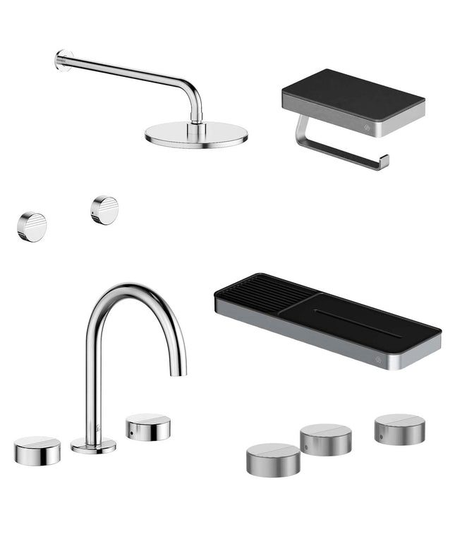 FV COMBO GRIFERIA GRIP CROMO + ACCESORIOS INOX