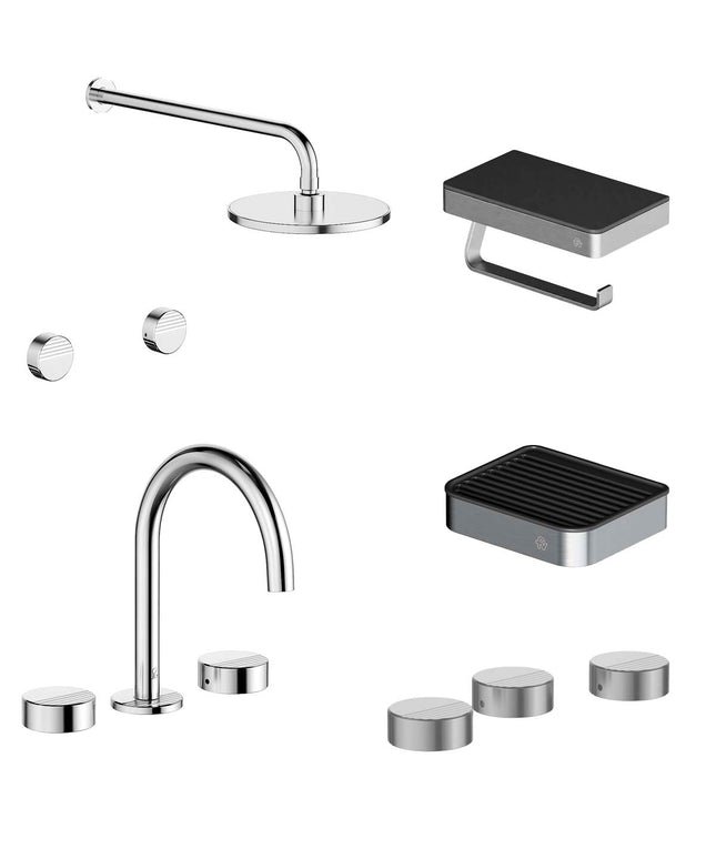 FV COMBO GRIFERIA GRIP CROMO + ACCESORIOS INOX