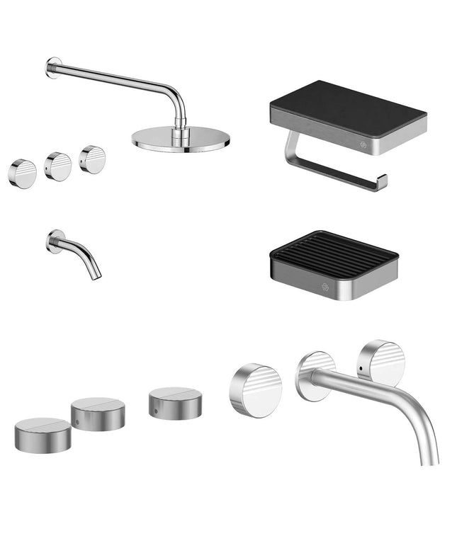 FV COMBO GRIFERIA GRIP CROMO + ACCESORIOS INOX