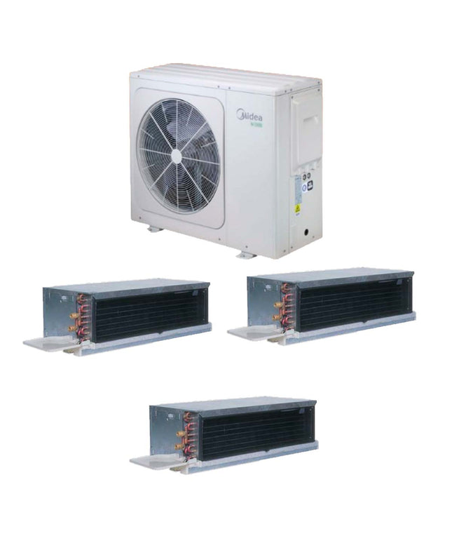 MIDEA BOMBA CALOR AEROTERMIA 16KW Y CARRIER FAN COIL BAJA SILUETA AF Y AC 12K + CARRIER FAN COIL BAJA SILUETA AF Y AC 24K