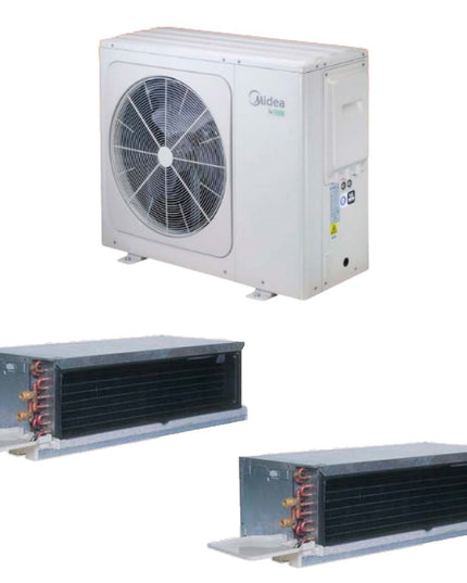 MIDEA BOMBA CALOR AEROTERMIA 16KW Y CARRIER FAN COIL BAJA SILUETA AF Y AC 12K BTU/H UNIDAD STANDARD + CARRIER FAN COIL BAJA SILUETA AF Y AC 30K BTU/H