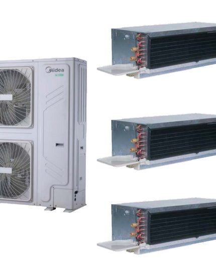 MIDEA BOMBA CALOR AEROTERMIA 26KW  Y CARRIER FAN COIL BAJA SILUETA AF Y AC 24K BTU/H UNIDAD HEAVY DUTY