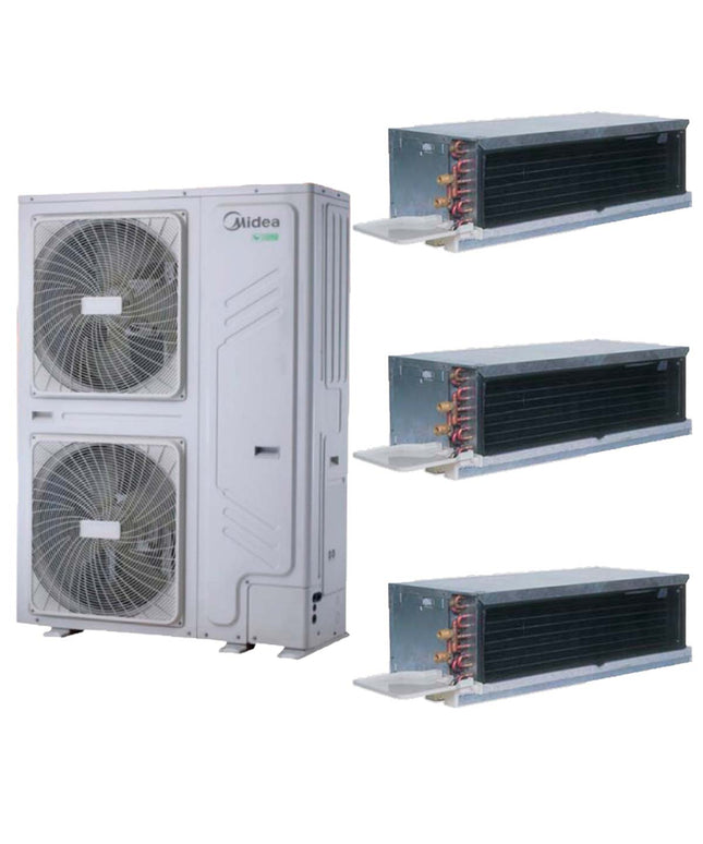 MIDEA BOMBA CALOR AEROTERMIA 26KW Y CARRIER FAN COIL BAJA SILUETA AF Y AC 30K BTU/H + CARRIER FAN COIL BAJA SILUETA AF Y AC 24K