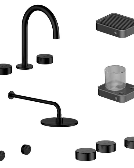 FV COMBO GRIFERIA GRIP NEGRO + ACCESORIOS INOX
