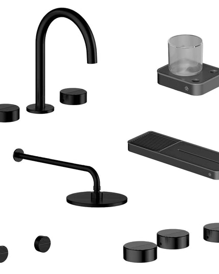 FV COMBO GRIFERIA GRIP NEGRO + ACCESORIOS INOX