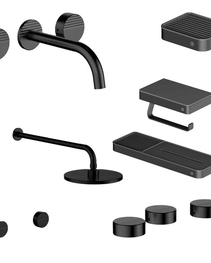 FV COMBO GRIFERIA GRIP NEGRO + ACCESORIOS INOX