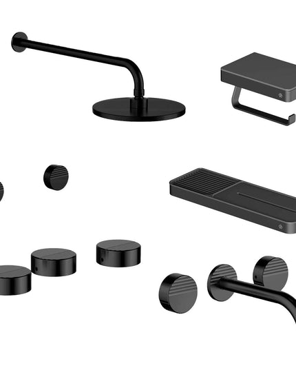 FV COMBO GRIFERIA GRIP NEGRO + ACCESORIOS INOX
