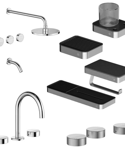 FV COMBO GRIFERIA GRIP CROMO + ACCESORIOS INOX